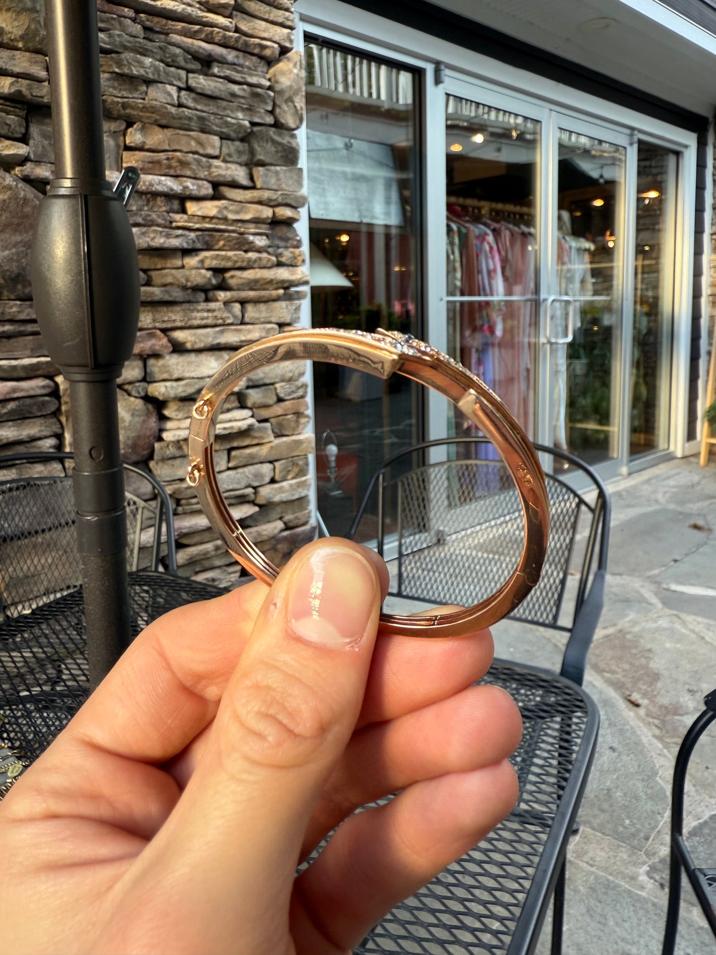 18K Rose Gold .75 CT Diamonds Mid 1800s Bangle