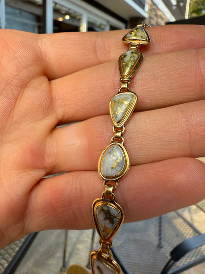 18K Gold Quartz Bracelet 7 Inch