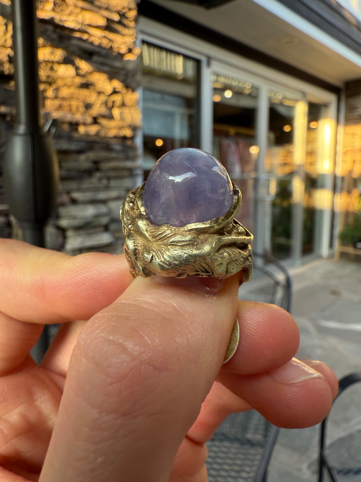 14K Star Sapphire Cabochon 1980s Panther Ring