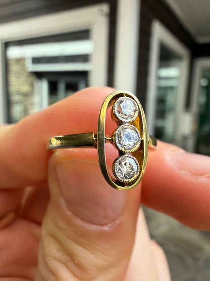 14K and Diamond Stoplight Ring