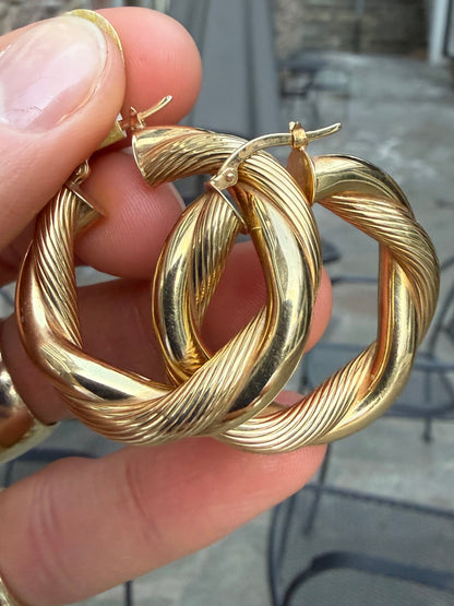 14K Twisted Hoop Earrings
