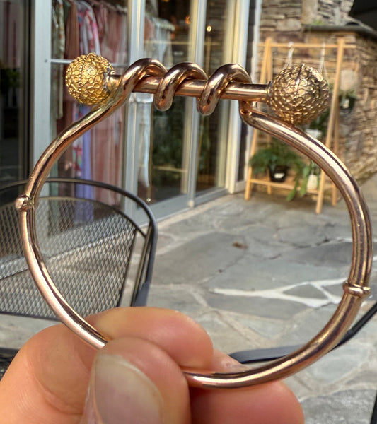 14K Yellow and Rose Gold Antique Bangle
