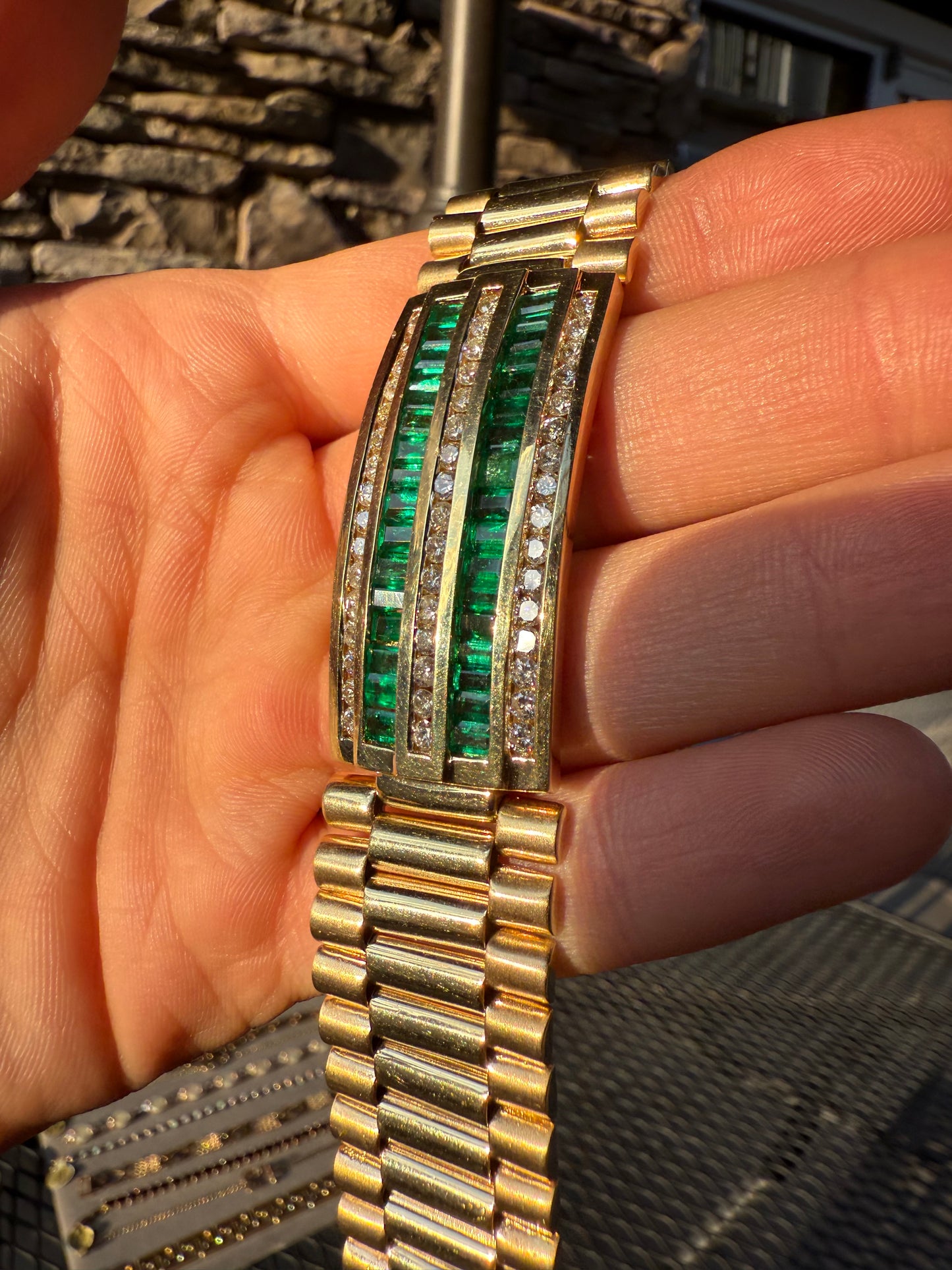 14K Emerald and Diamond Bonkers Bracelet