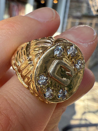 14K “C” and Diamond Signet