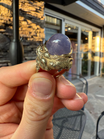 14K Star Sapphire Cabochon 1980s Panther Ring