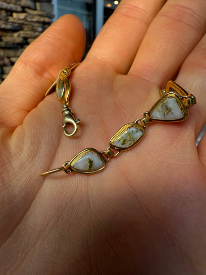 18K Gold Quartz Bracelet 7 Inch