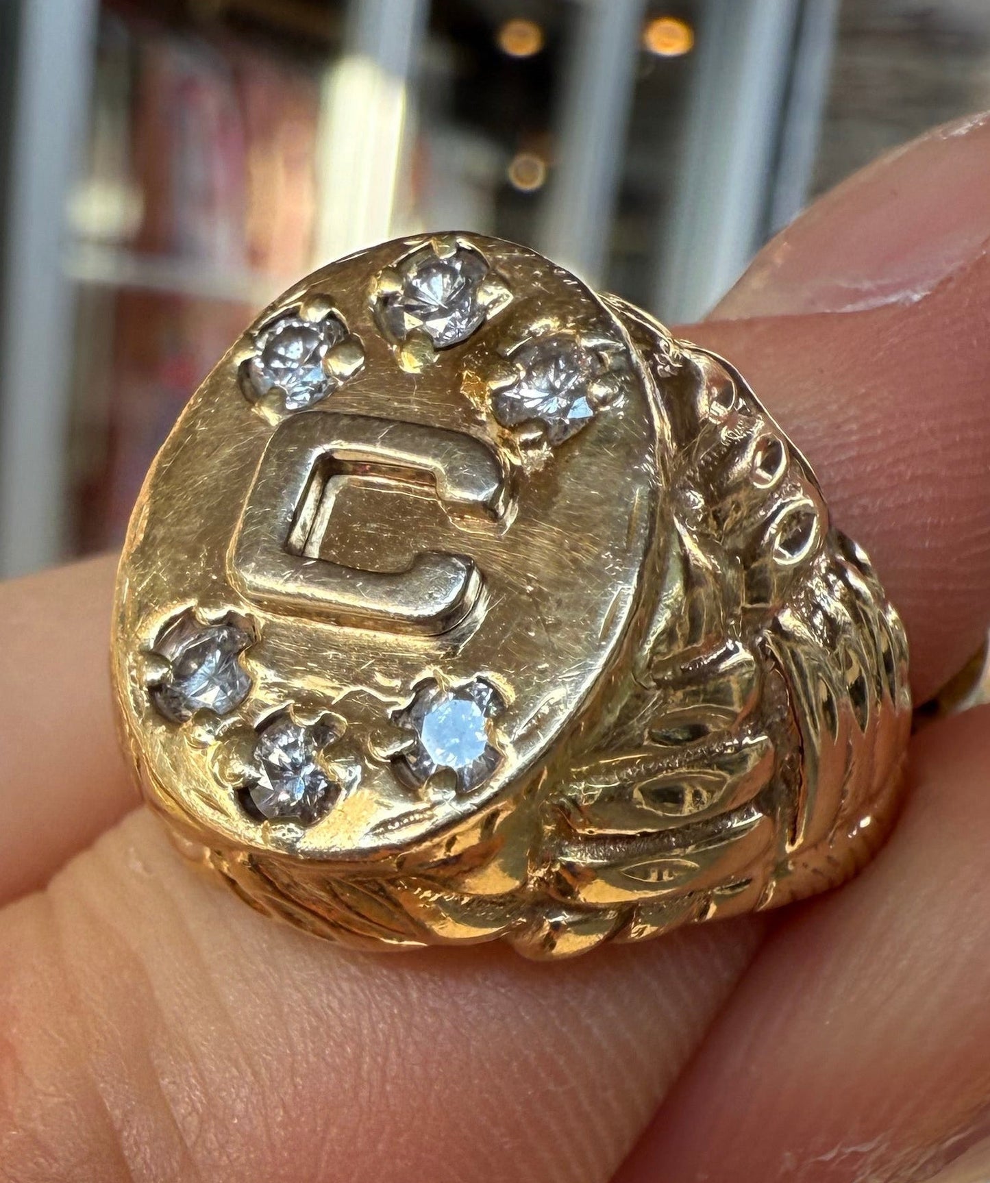 14K “C” and Diamond Signet