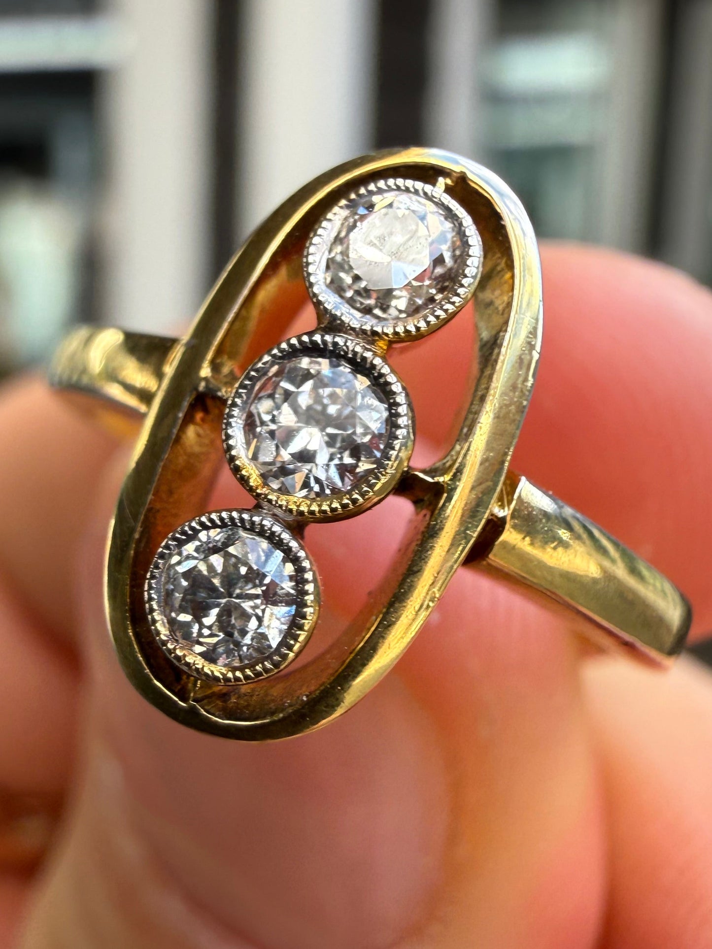 14K and Diamond Stoplight Ring