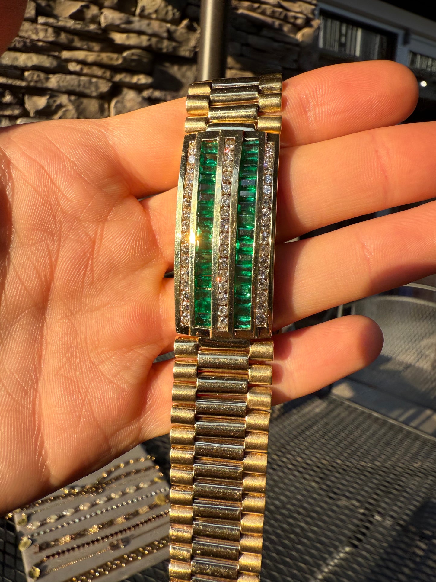 14K Emerald and Diamond Bonkers Bracelet