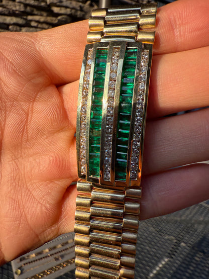 14K Emerald and Diamond Bonkers Bracelet