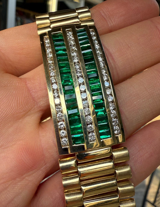 14K Emerald and Diamond Bonkers Bracelet