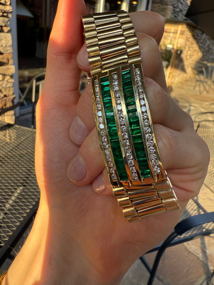 14K Emerald and Diamond Bonkers Bracelet