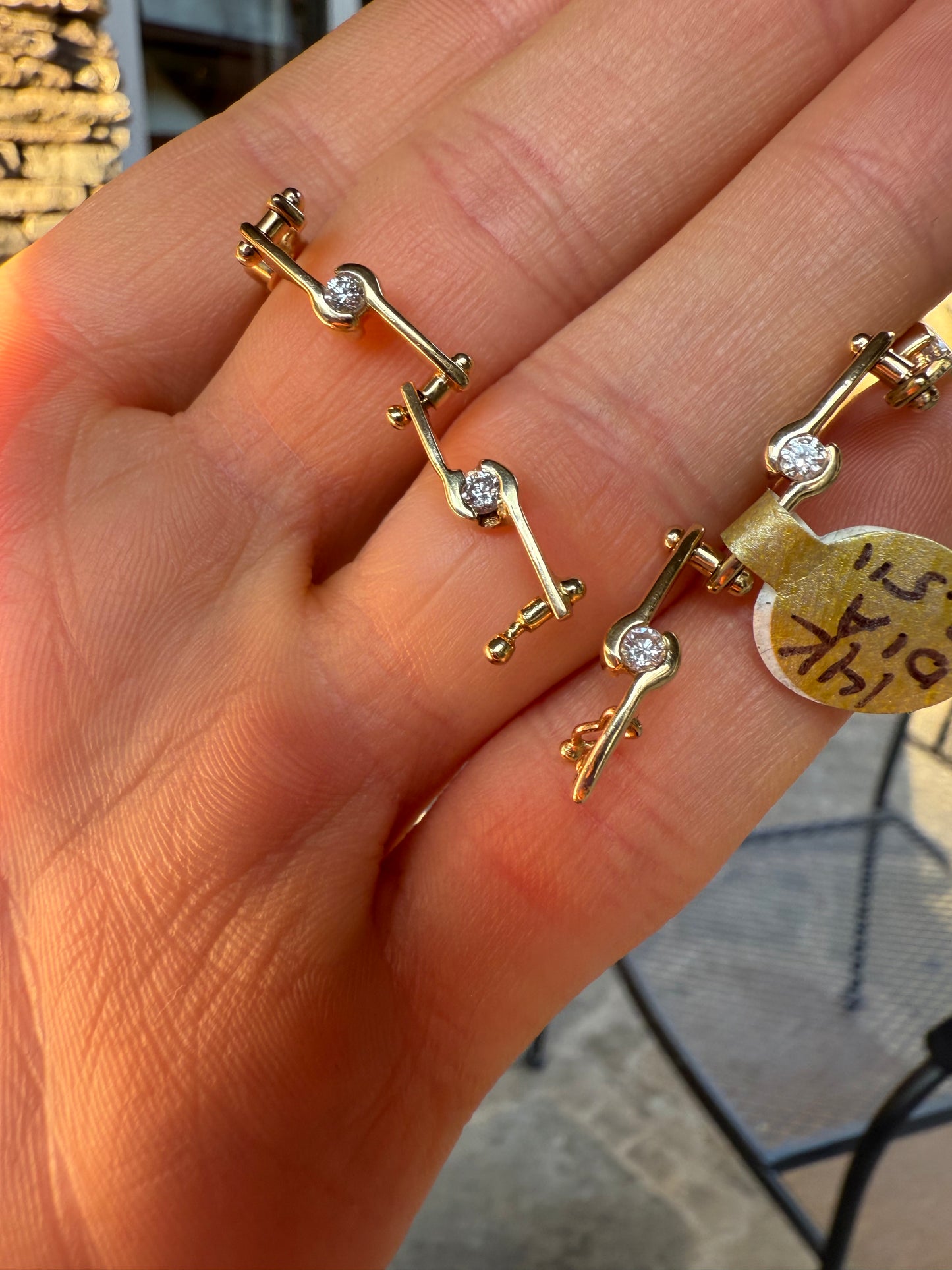 14K and Diamond Tennis Bracelet 7.5 Inches